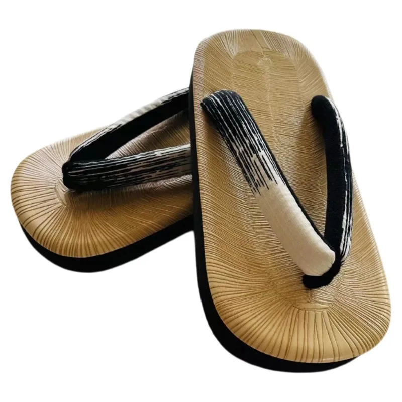 Men's Japan Style Outdoor Slippers Summer Flat Heel Flip Flops Kimono Zori Geta Beach Slippers Cosplay Shoes