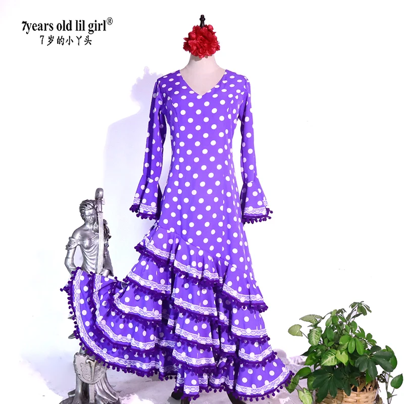 Vestido da ballo español, falda de práctica de Flamenco, ropa para mujer DTT04