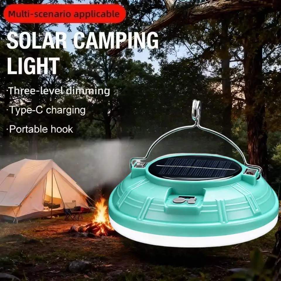 2-in-1 태양광 충전 캠핑 라이트 걸이형 라이트 휴대용 디자인 텐트 하이킹용 기능성 라이트
