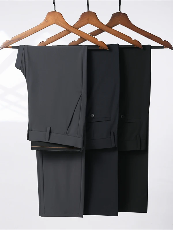 

Thiened Fce Lined Men's Busin Casual Straight Leg Silk Long Pants Autumn Winter New Sle Warm Milk Silk West Pants