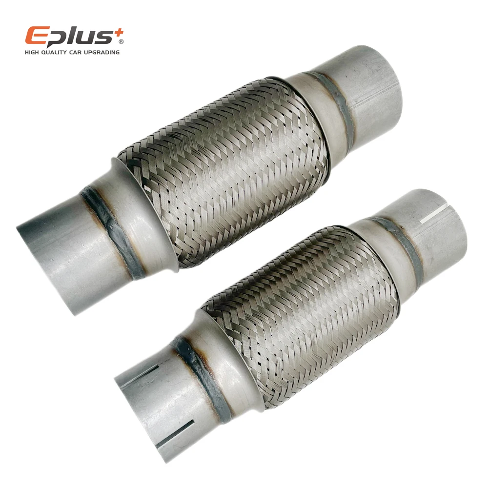 Universal Stainless Steel Car Exhaust Tube Telescopic Flexible Connection Braid Bellows Muffler Pipe Connector Welded With Tube