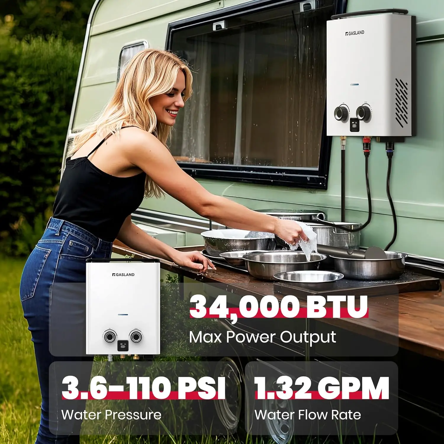 GASLAND Goshower G5 1,32 GPM 34000BTU calentador de agua caliente de propano portátil compacto para acampar al aire libre calentador de ducha fuera de la red