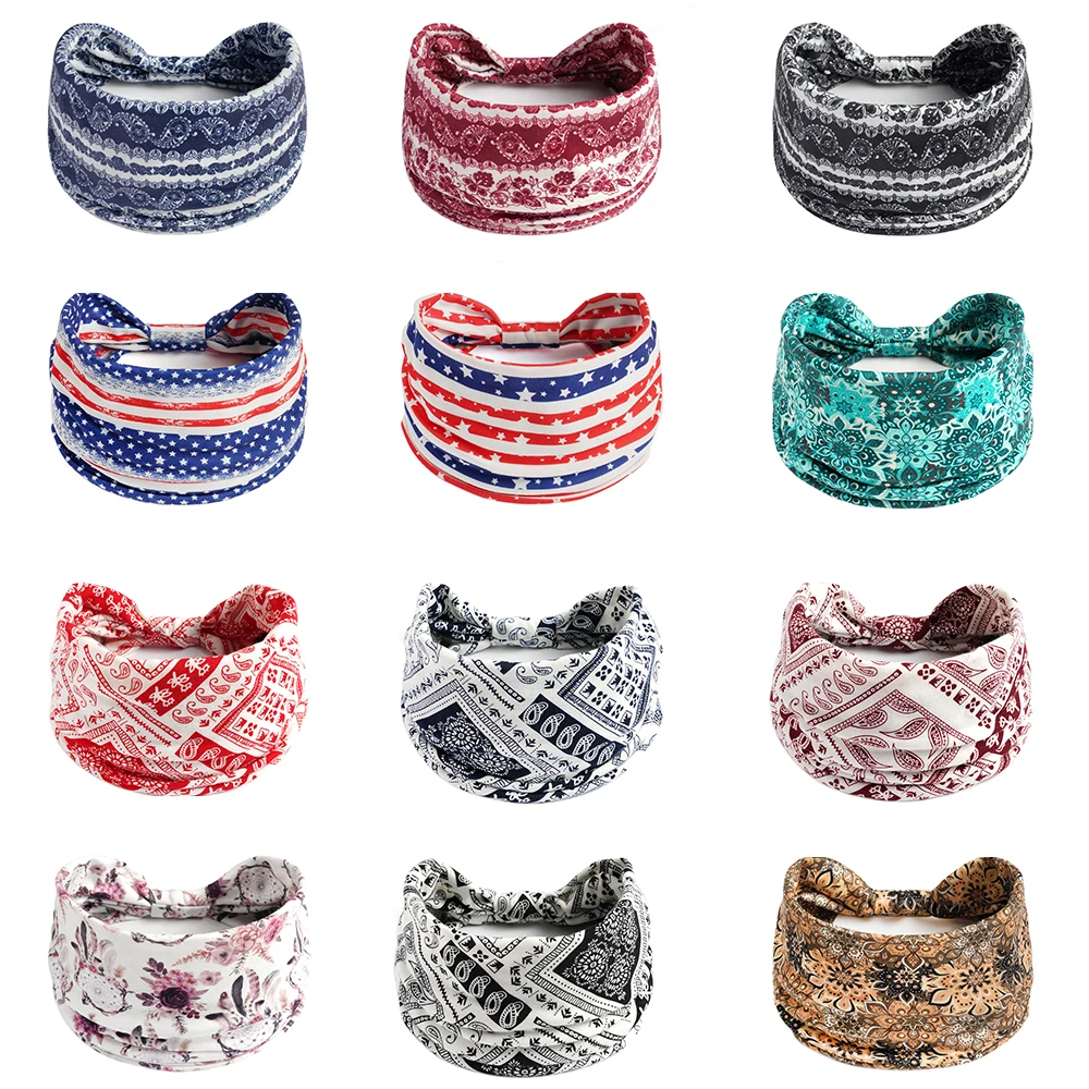 Damen-Stirnband, breit, um das Haar gewickelt, extra großes Kopftuch-Stirnband, für Yoga, Laufen, Schweißabsorption, Sport, elastisches Stirnband – Detail 4