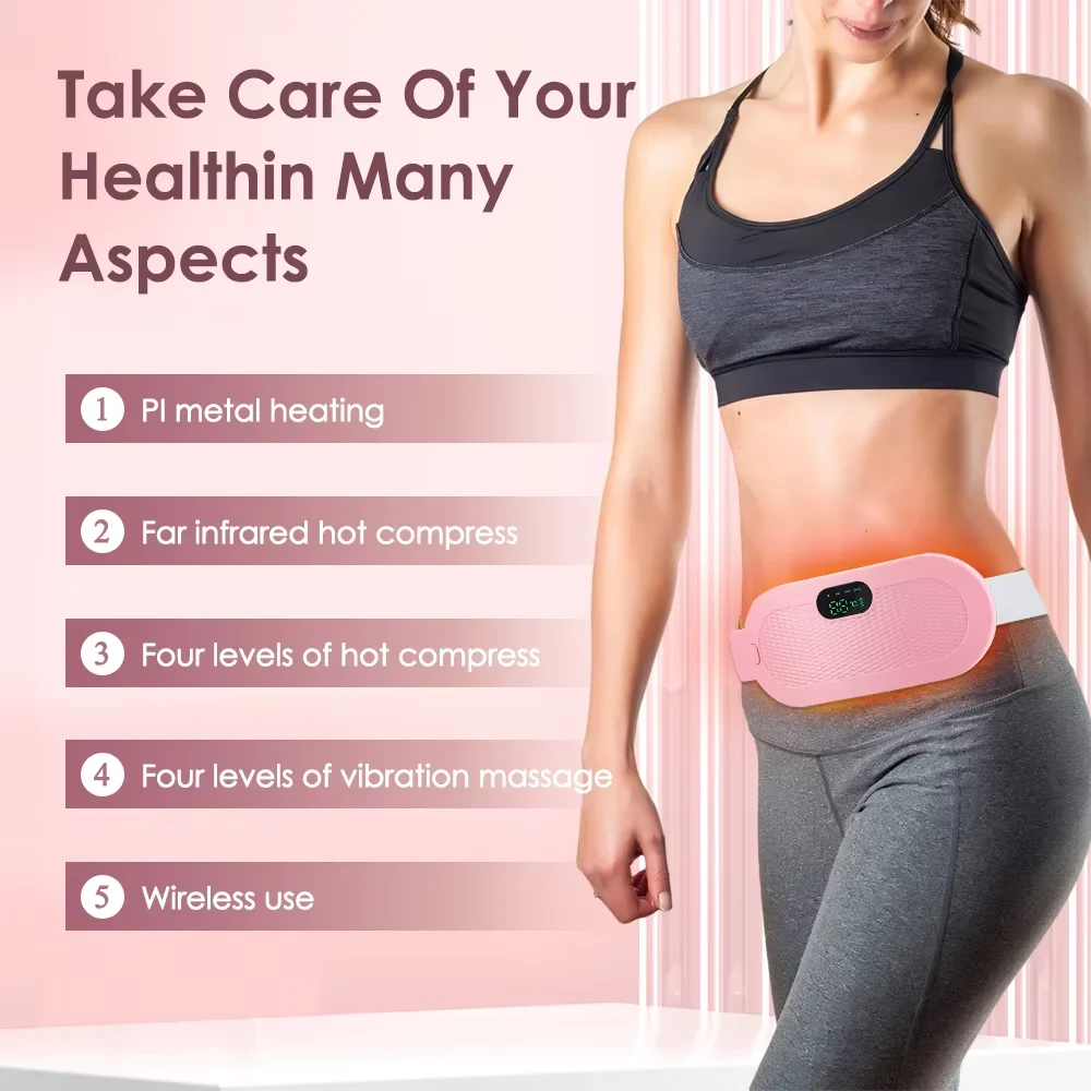 Electric Menstrual Period Massager Heating Massage Pad Belt for Female Waist Abdominal Lumbar Warm Belt Massage Device Vibration