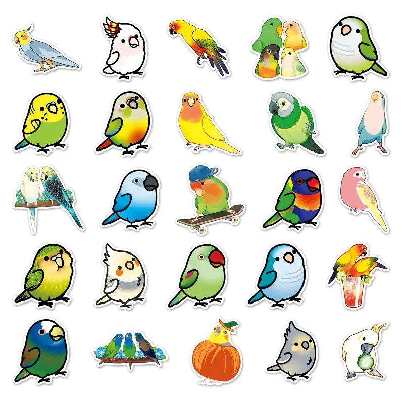 50/100PC Leuke Vogel Dierenstickers voor Kind Vrouwen Mannen Skateboard Bagage Decoratie Herbruikbare Waterdichte Papegaaistickers