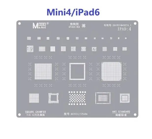 MaAnt-BGA Reballing Stencil CPU IC Chip Tin Planting Soldering Net Repair for iPad Air 2020, A14, A9-A10X, A12, A12X, Pro, High