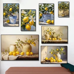 Lemon Tree Poster Italian Kitchen Prints Canvas Painting  Still Life Summer Fruit Wall Art Pictures Home Room Modern Decoration