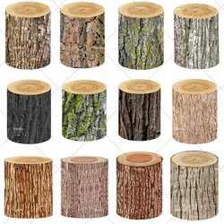 Wood Cylinder Plinth Pedestal Covers for Birthday Party Decoration Wood Stump Texture Cylinder Cover Elastic Cake Table Banner