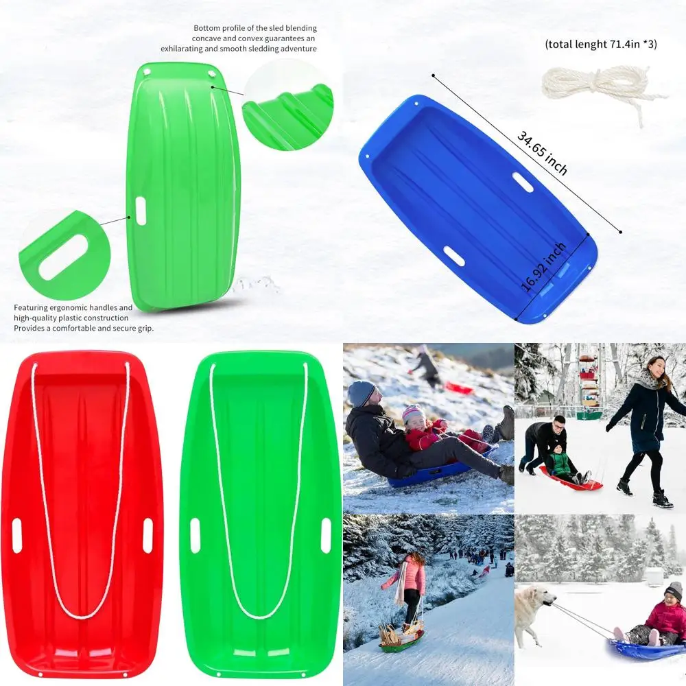 Adult Dual-Rope Plastic Sled for Winter Adventures