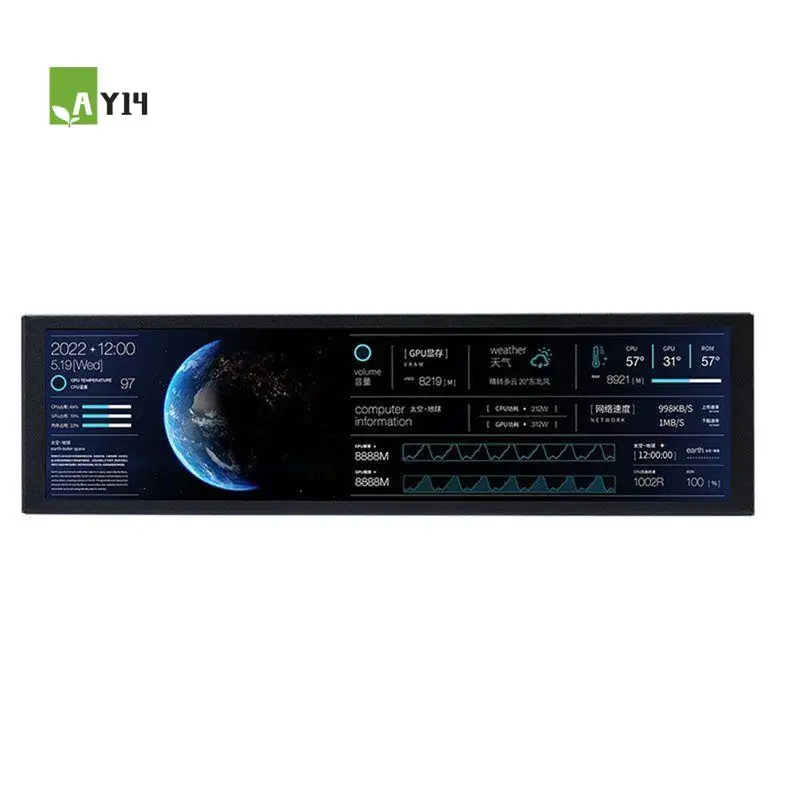 AY14 -9.2 Inch USB Secondary Screen 1920X462 Resolution IPS Smart LCD Screen CPU RAM GPU Computer Monitor No AIDA64