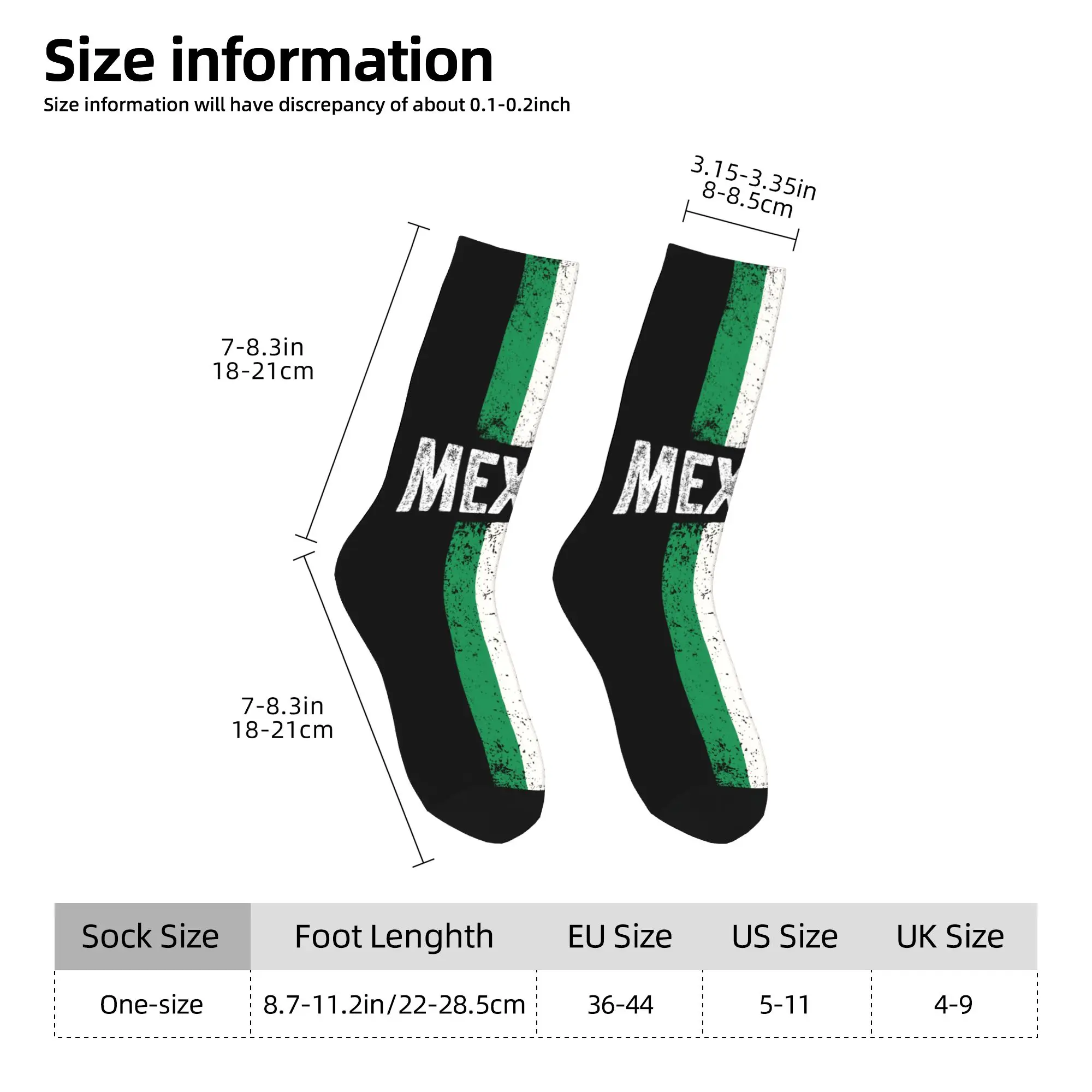 Mexico Flag Men Crew Socks Unisex Funny 3D Printed Mexican Pride Patriotic Dress Socks Woman