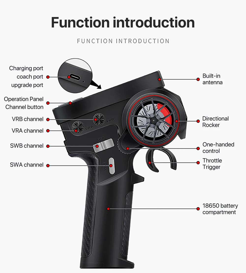 HotRC-sistema de Radio con control remoto para coche y barco, transmisor de 10 canales CT-8B, 2,4 GHz, con F-08A