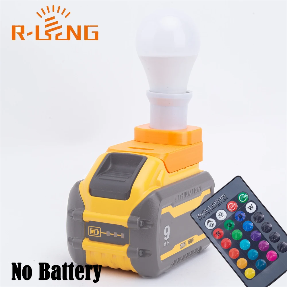 

5W LED Work Light Work E27 Bulb For DeWalt 18V Lithium Battery Indoor and Outdoor Lamp With Remote Control(NO Battery )