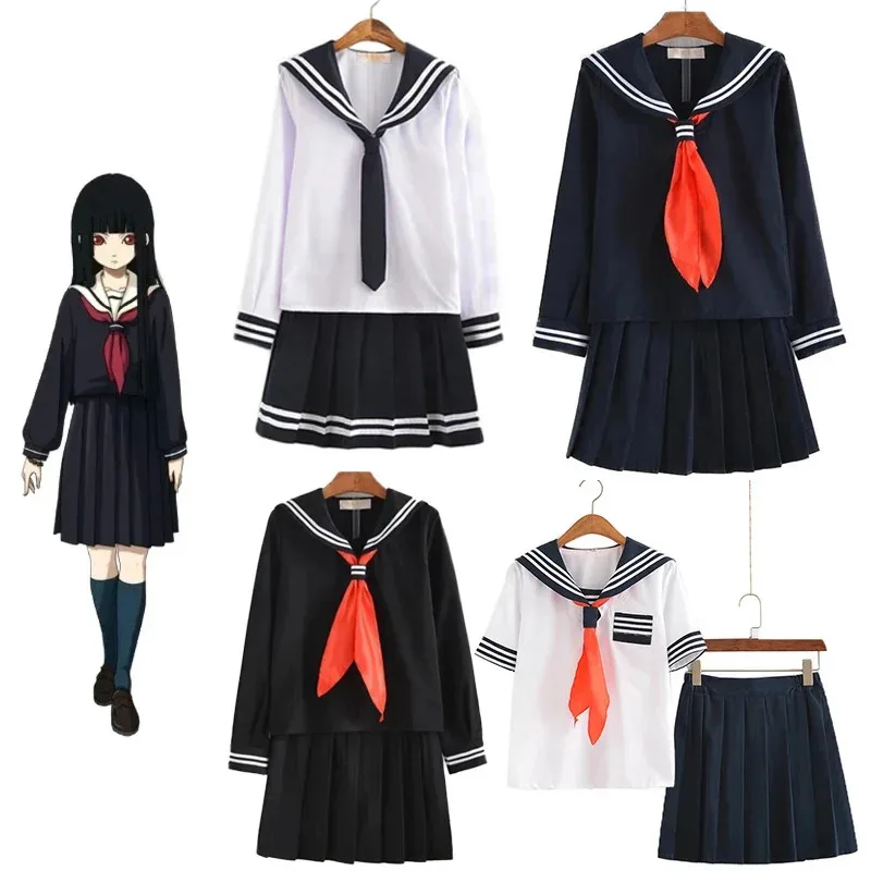 

S-3XL костюм моряка школьный Jigoku Shoujo Enma Ai летняя 85N2EVU1 униформа для студентов тканевые топы юбки свитер аниме костюмы для косплея