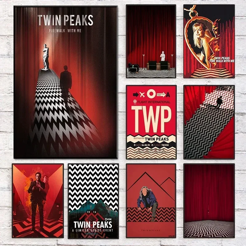 Twin Peaks TV Series Shows Classic Movie Poster and Prints Red Canvas Painting Art Wall Pictures for Living Room Decoration