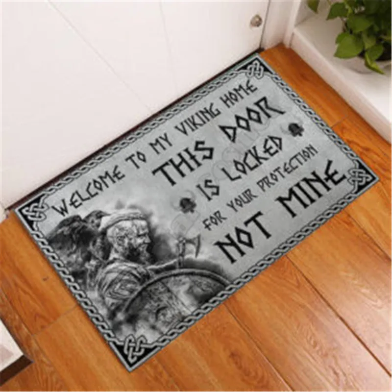 Viking Welcome To My Viking Home Please Remember House Doormat Non Slip Door Floor Mats Decor Porch Doormat