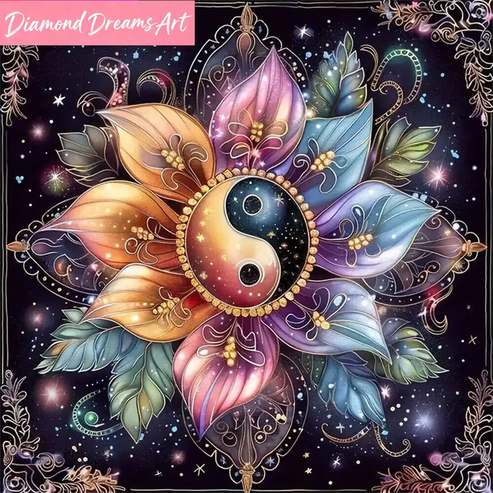 

DIY Diamond Mosaic Mandala Flower Embroidery Tai Chi Pattern For Adults Beginners Diamond Painting New Arrival Wall Art,framele