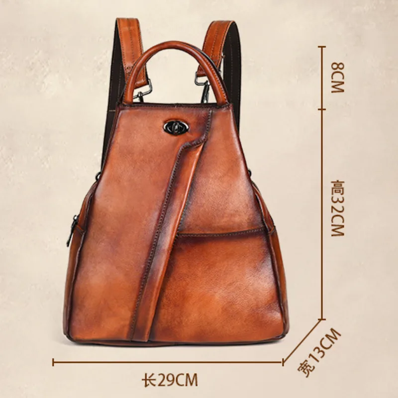 MOTAORA-mochila Vintage de piel de vaca para mujer, bolso de viaje de cuero genuino, informal, de gran capacidad, sólido, de hombro