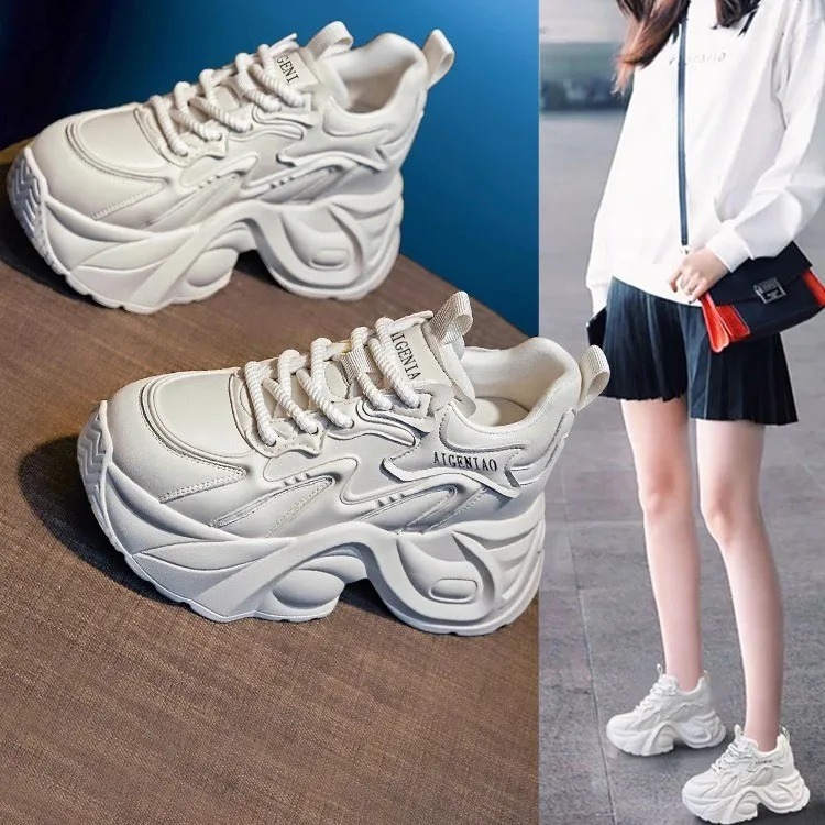 Dad's shoes increase height 2025 new spring 10cm sponge shoes 12cm thick sole inner height women's shoes