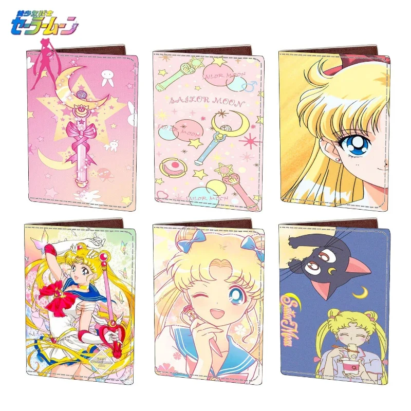 Sailor Moon Tsukino Usagi Anime Cartoon Passport Holder ID Folder Travel Passport Case Student Cosplay Bus Holder Kids Gifts