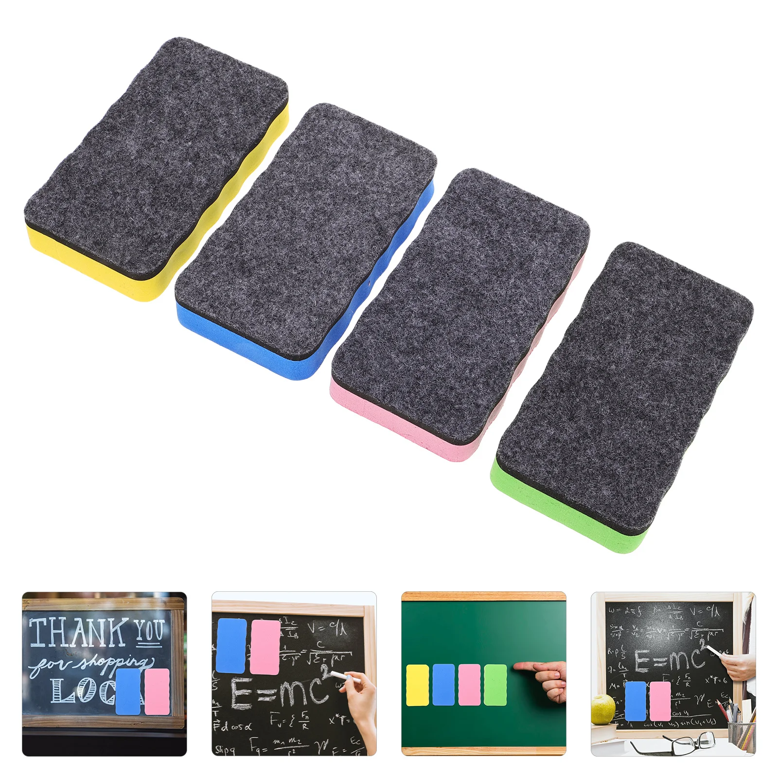 

4pcs Magnetic Whiteboard Eraser Colorful Eva Felt Dry Erase Cleaner For School Office Home Classroom Board Reusable Soft Erasers