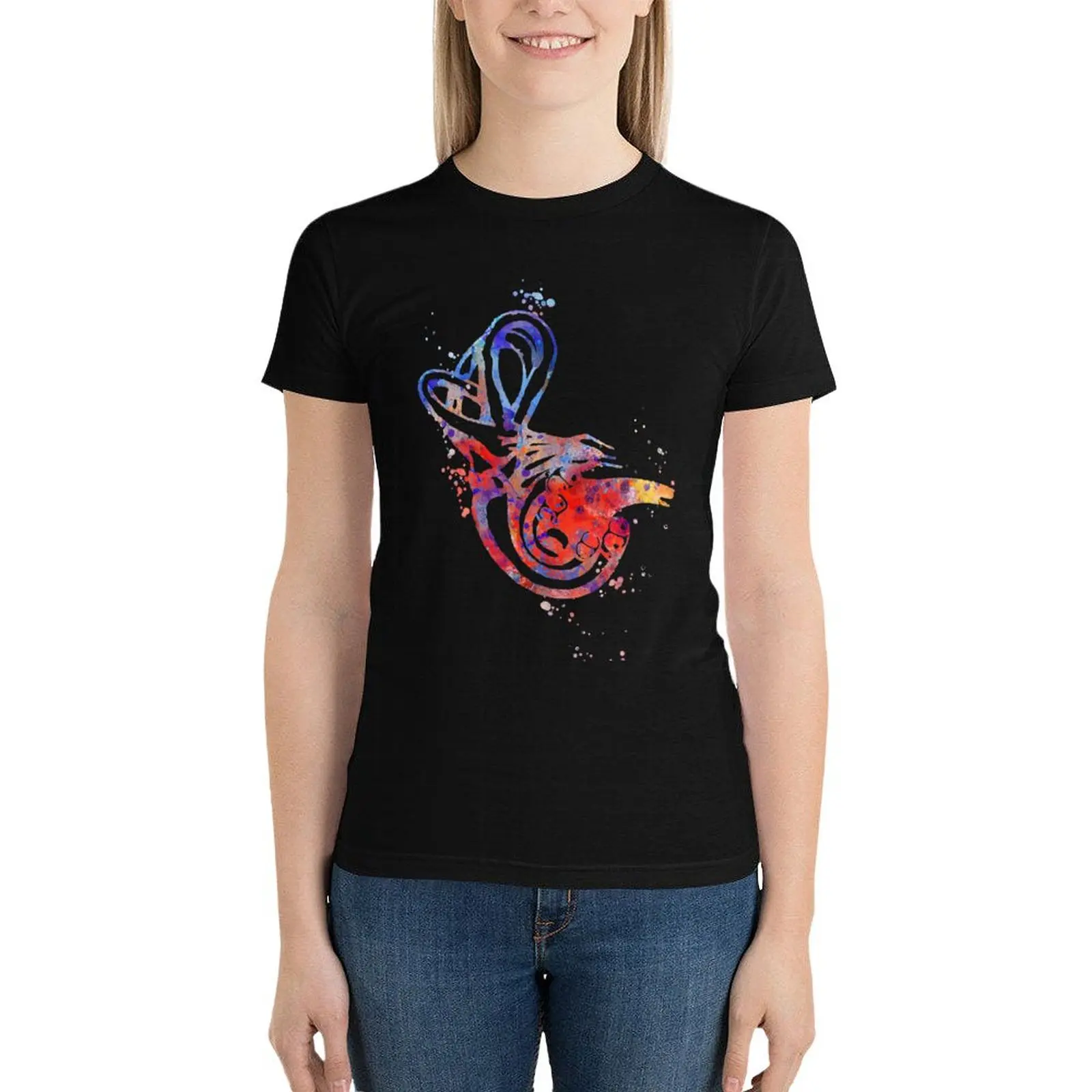 Cochlea of Inner ear, anatomy art, vestibular system, inner ear structure cochlea T-Shirt kawaii clothes Woman clothes