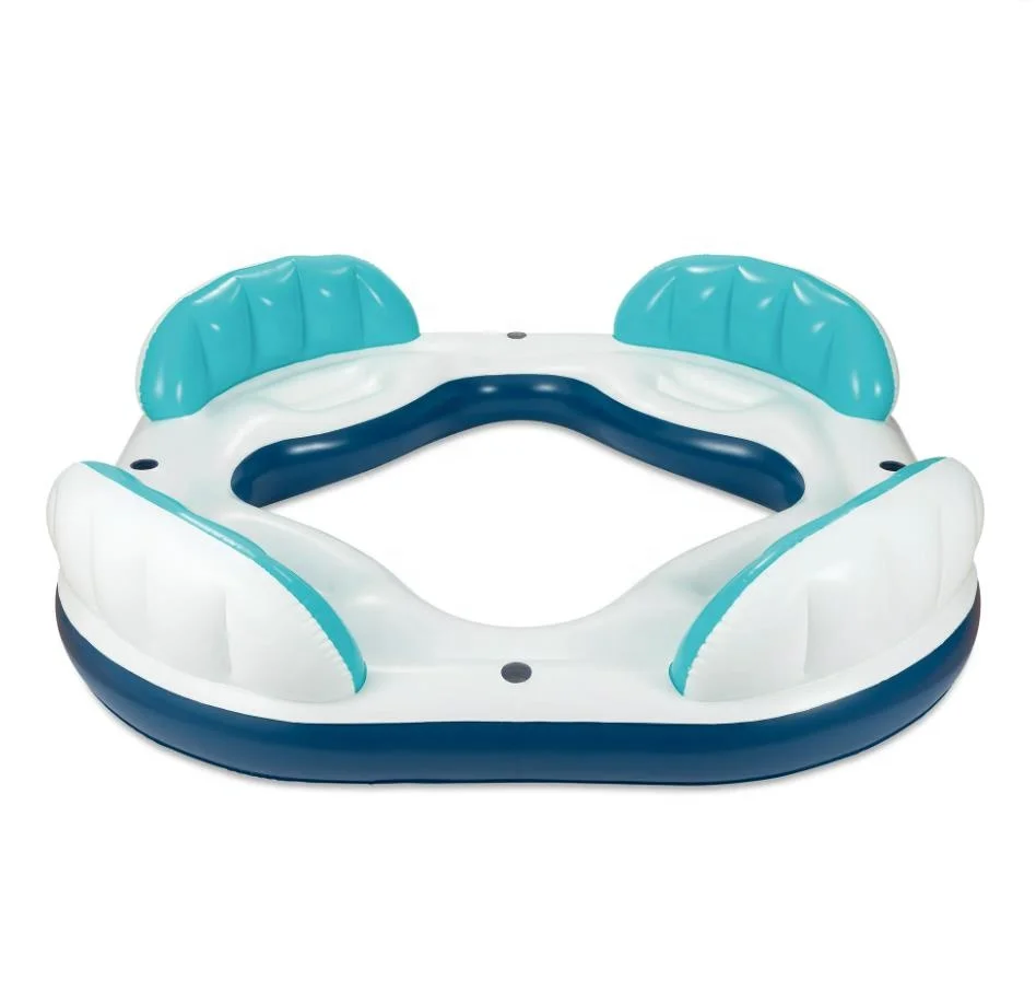 صالة مائية قابلة للنفخ على شكل جزيرة تتسع لـ 4 أشخاص للبالغين مع حامل أكواب ومسند ظهر #3