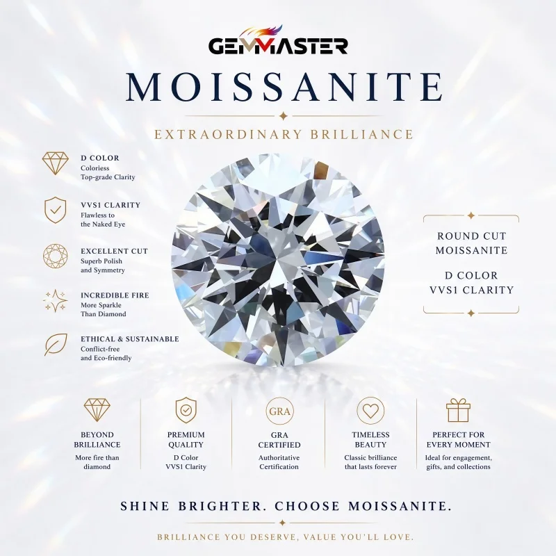 Moissanite Diamond Round Moissanite Stone Wholesale D VVS1 0.1-5.0ct with GRA Certificate Moissanite Loose Stone