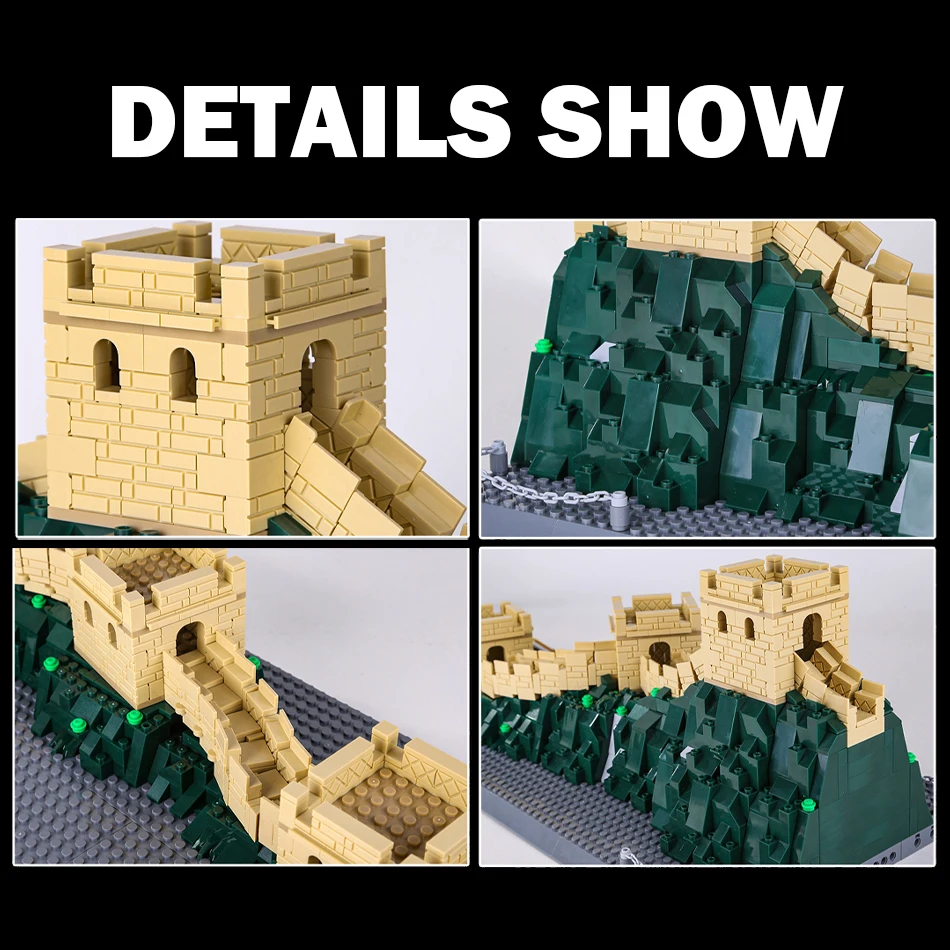 MOC موقع التراث العالمي العمارة الشهيرة الجدار العظيم في الصين نموذج اللبنات ألعاب الطوب البناء للأطفال هدية