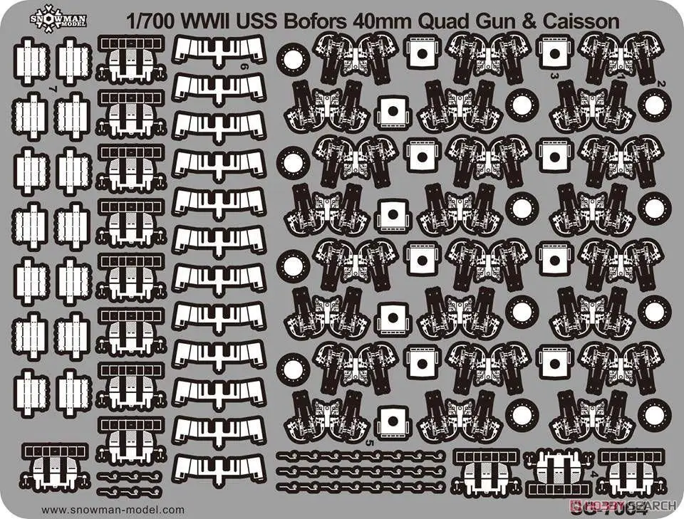

Snowman SG-7004 1/700 WWII USN Quad 40mm Bofors AA Guns w/Ammo Boxes