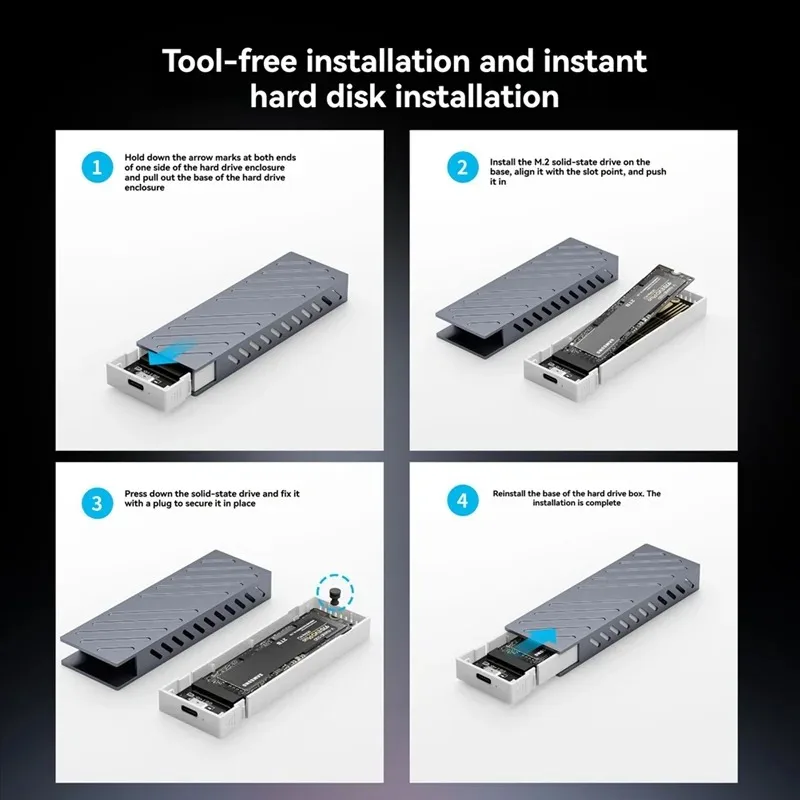 Adaptador de carcasa M.2 NVMe SSD, carcasa RGB M2 SSD, 10Gbps, USB 3,2 Gen2, USB C, carcasa externa NVMe, carcasa de disco duro para teléfono portátil
