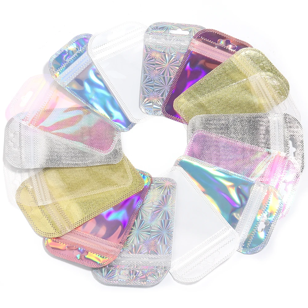 

20pcs/bag Colorful Laser Ziplock Bag Packaging Bags For Earring Jewelry Display Bags Pouch Gift Packaging Resealable Storage Bag