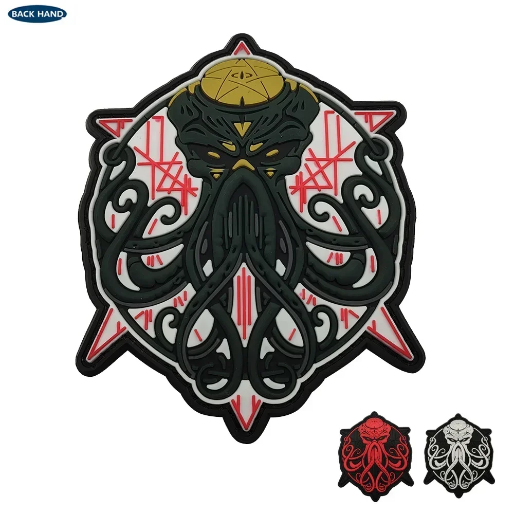 Cthulhu Awakens Lovecraft Octopus Badge PVC Magic Sticker Game Peripheral Adhesive Sticker Black Gold International Patch
