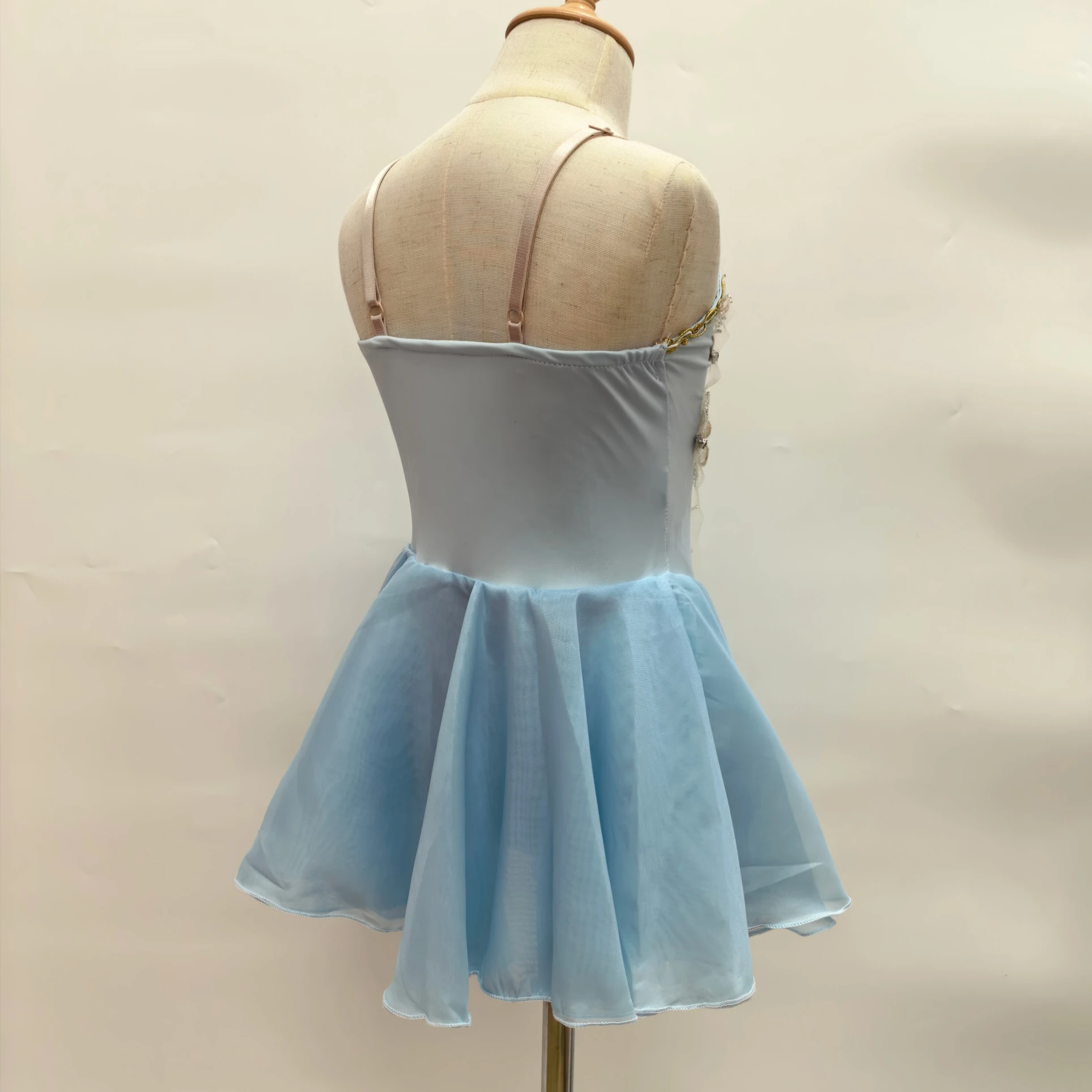Light Blue Chiffon Ballet Skirt Leotard Ballet Dress For Girls Performance Contemporary Children Dance Costumes