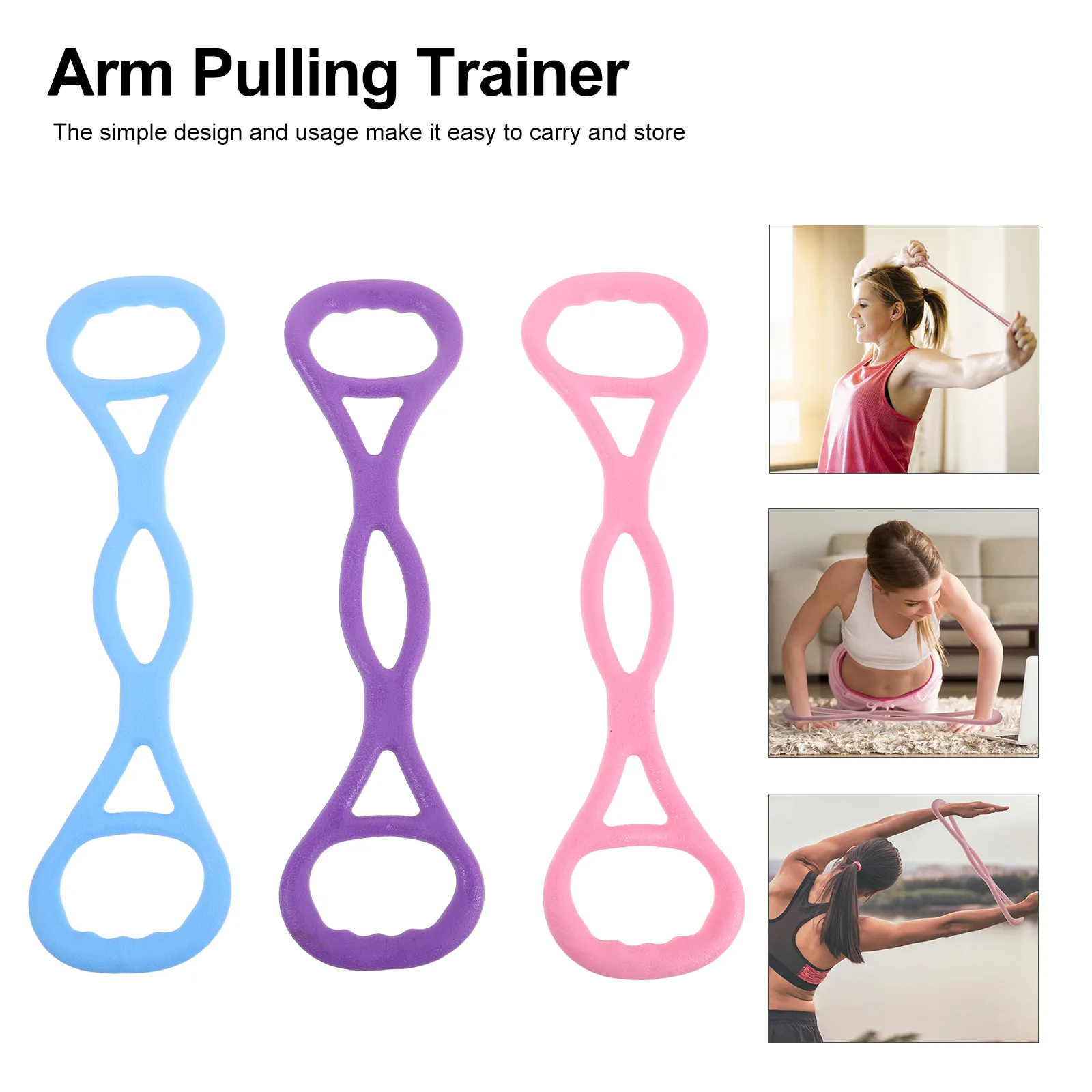 

Набор из 3 эластичных лент для фитнеса: восьмиобразные резинки для йоги и домашних тренировок для женщин и мужчин - для рук и спины