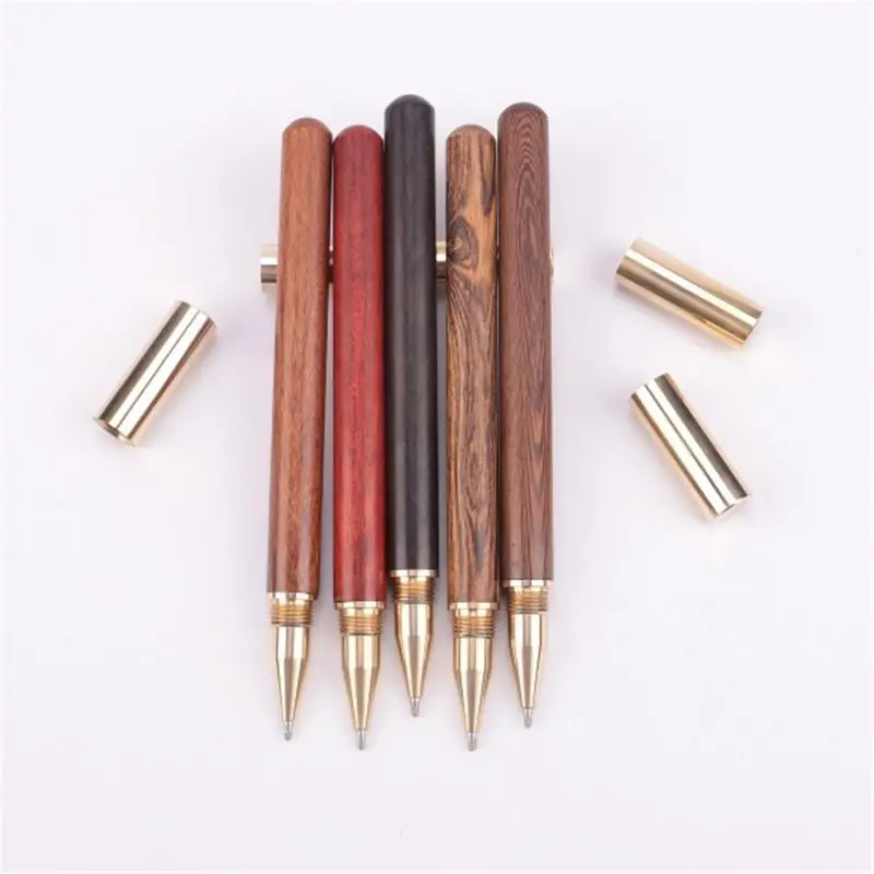 Vintage Wood Body Ballpoint Pen Ball Pens Brass Ball Roller Pen Metal Cap Stationery School Supplies