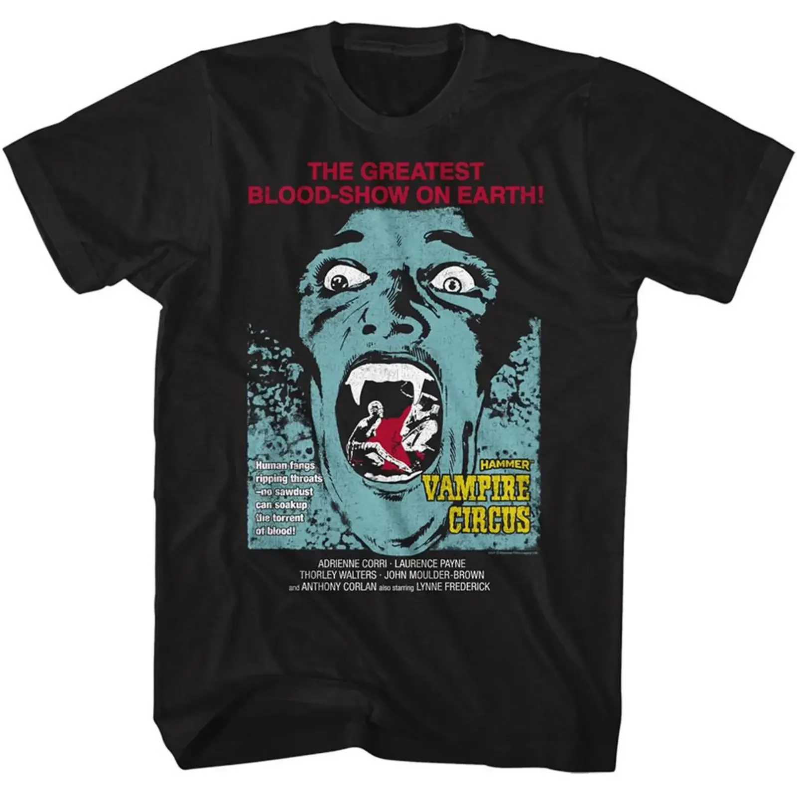 Hammer Horror Vampire Circus Moth Black Adult T Shirt vintage Washed Casual streetwear Stylish Slightly Unisex fashion