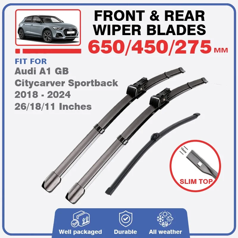 

For Audi A1 GB Citycarver Sportback 2018 - 2024 Front Rear Wiper Blades Set Window Windshield Windscreen Cutter car accessories