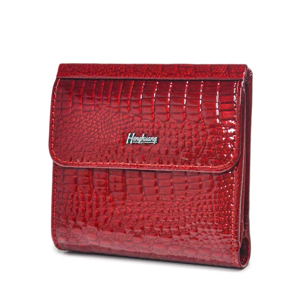 HH Women Wallet Patent Leather Lady Short Hasp Zipper Coin Card Holder Purse Mini Wallets Female Luxury Alligator Purses Clutch