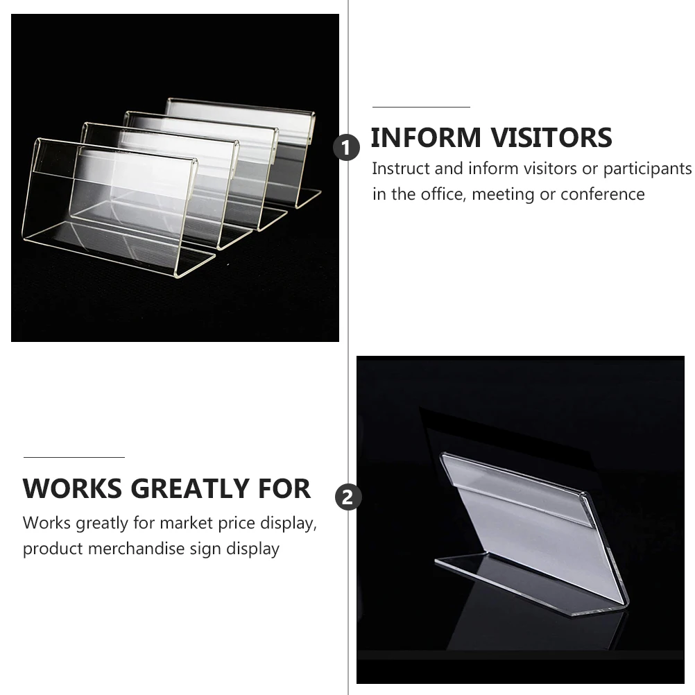 

20 Pcs Desktop Signs Acrylic Card Holders 7x4cm Price Tag Rack Retail Stand Table Price Display Holder Frame Name Holder
