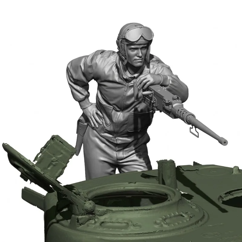 1/16 Scale Resin Figure Assembled Model Kit WW2 US Tank Machine Gunner History Military Miniature Unassembled and Unpainted