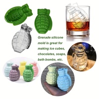 1/5sets Silicone Grenade Ice Cube Mold, 3D Novelty Tray for Whiskey & Cocktails, Easy Pop Out for Home Bar Party Use