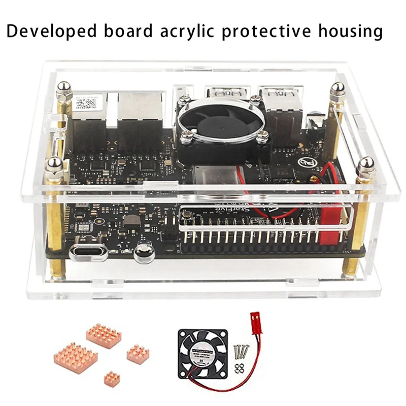 Well Made-Acrylic Case For Visionfive 2 Development Board Development Board Box Transparent Case With Cooling Fan Heatsink Kit D