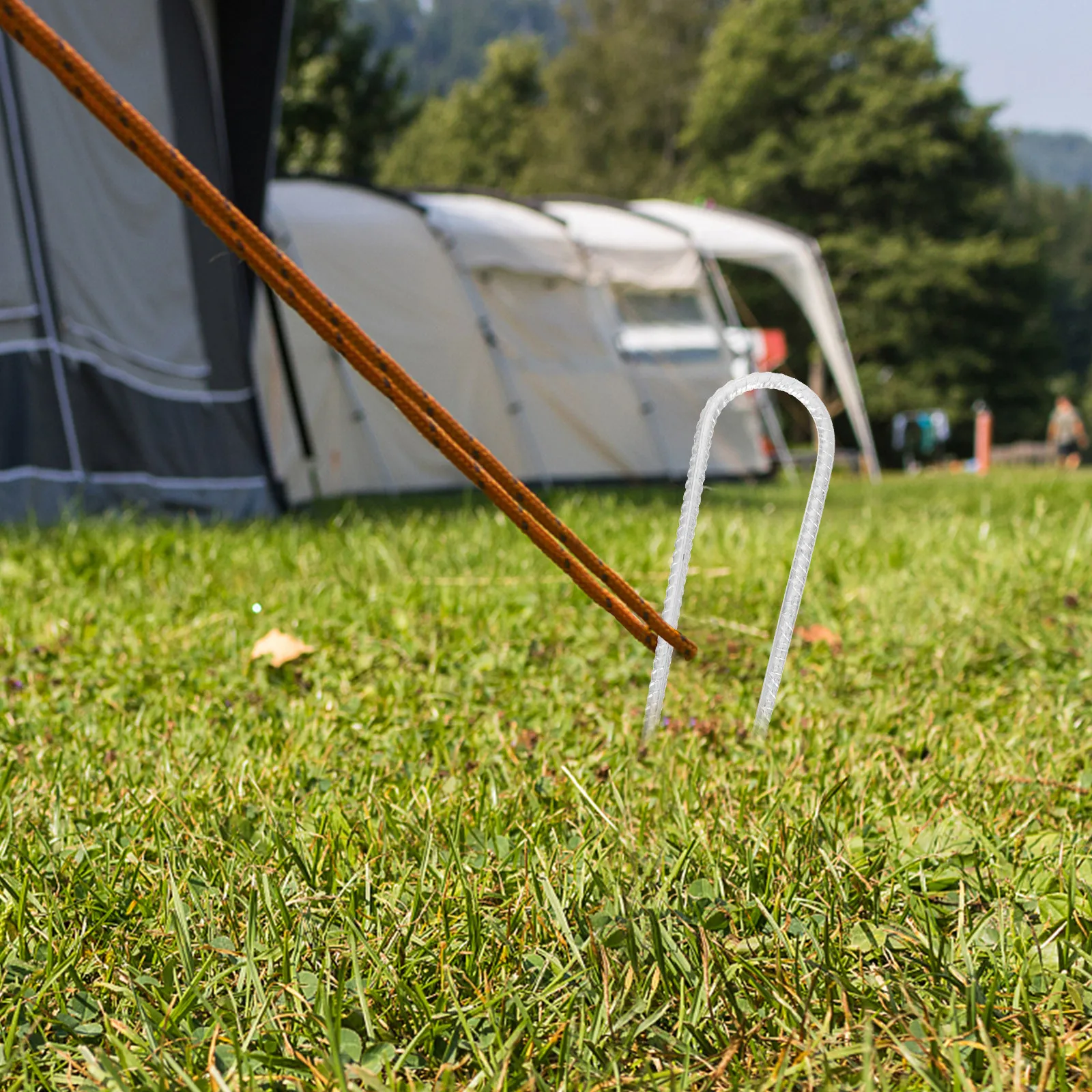 

4Pcs Trampoline Ground Nails Galvanized Steel U-Shaped Stakes for Outdoor Tent Fixing Trampoline Safety Accessories