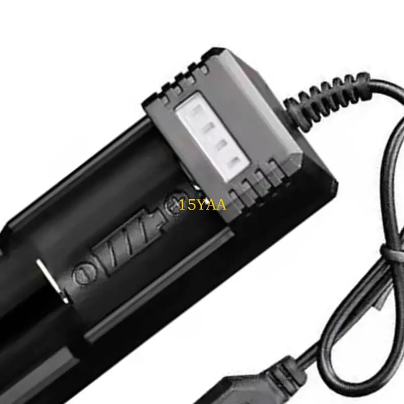 15YA Single Bay 26650/18650 Battery Charging Adapter USB Interfaces ABS Construction