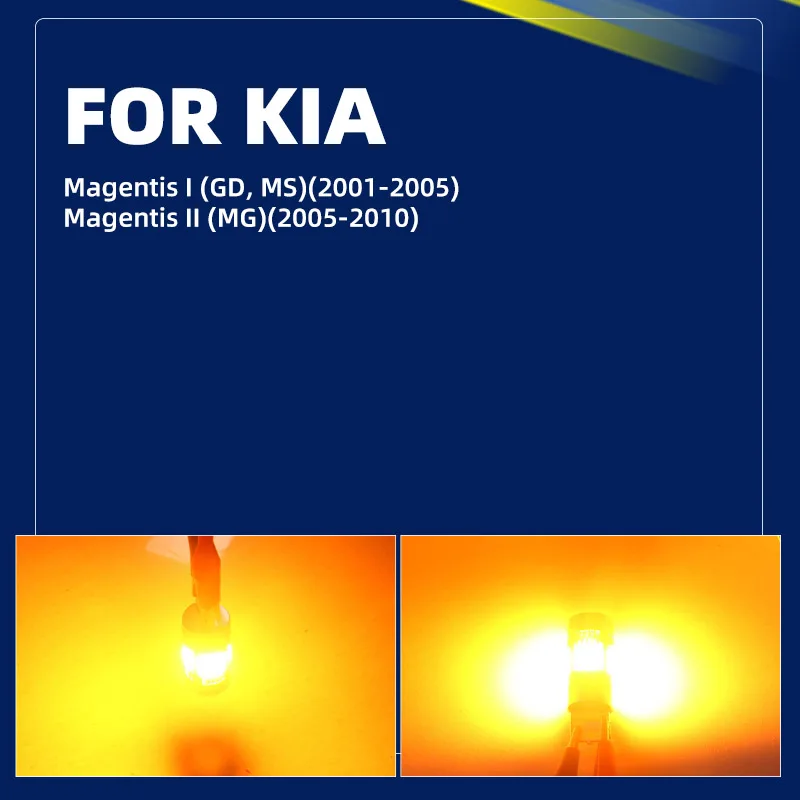 2pcs Car LED Turn Signal Lights Bulbs For Front/Rear Direction Indicator Amber For Kia Magentis MK1/2 GD MS MG 2001 2006 2009 view 2