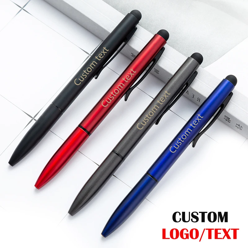 

20PCS Multifunction Metal Touch Pen Custom Logo Ballpoint Pen Stationery Wholesale Stylus pen School Supplies Lettering Engrave