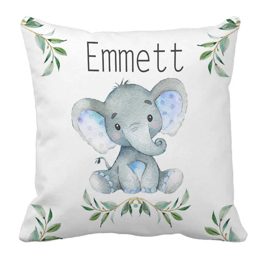 مجموعة غطاء وسادة الطفل على شكل فيل باسم شخصي من UOOPOO، مجموعة بطانية قماط الفيل، قبعة الطفل، قماط القوس والطفل