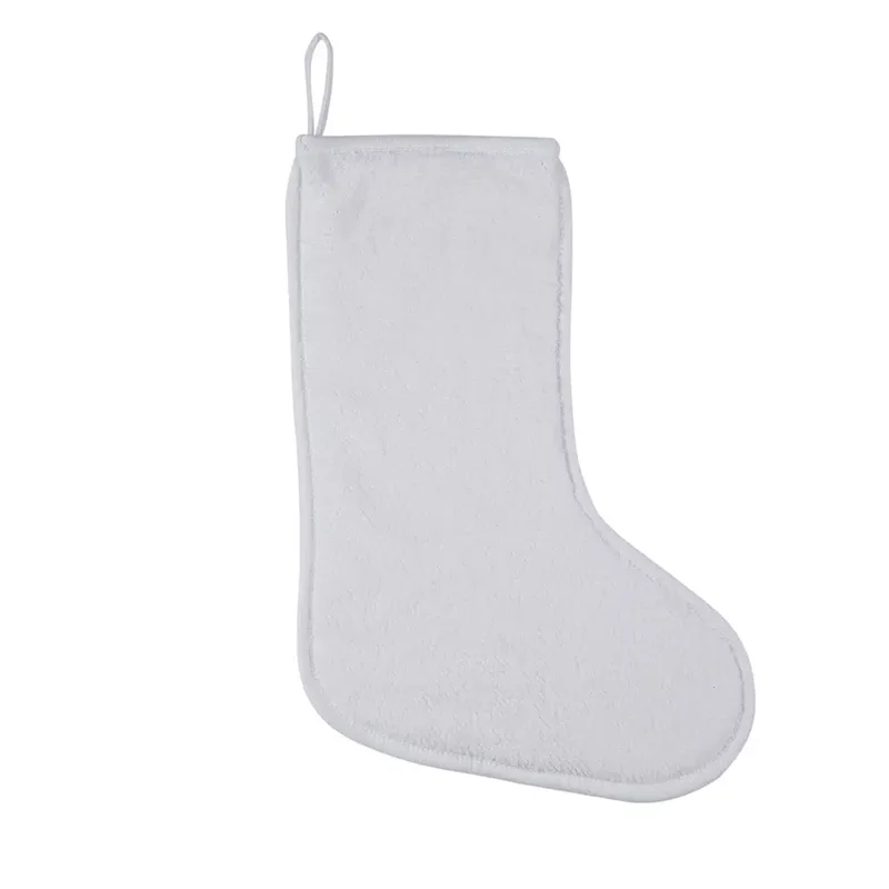 Festival Sublimation Blank White Linen Santa Socks With Led Light Christmas Stocking Xmas Tree Decoration for Custom Logo Gift