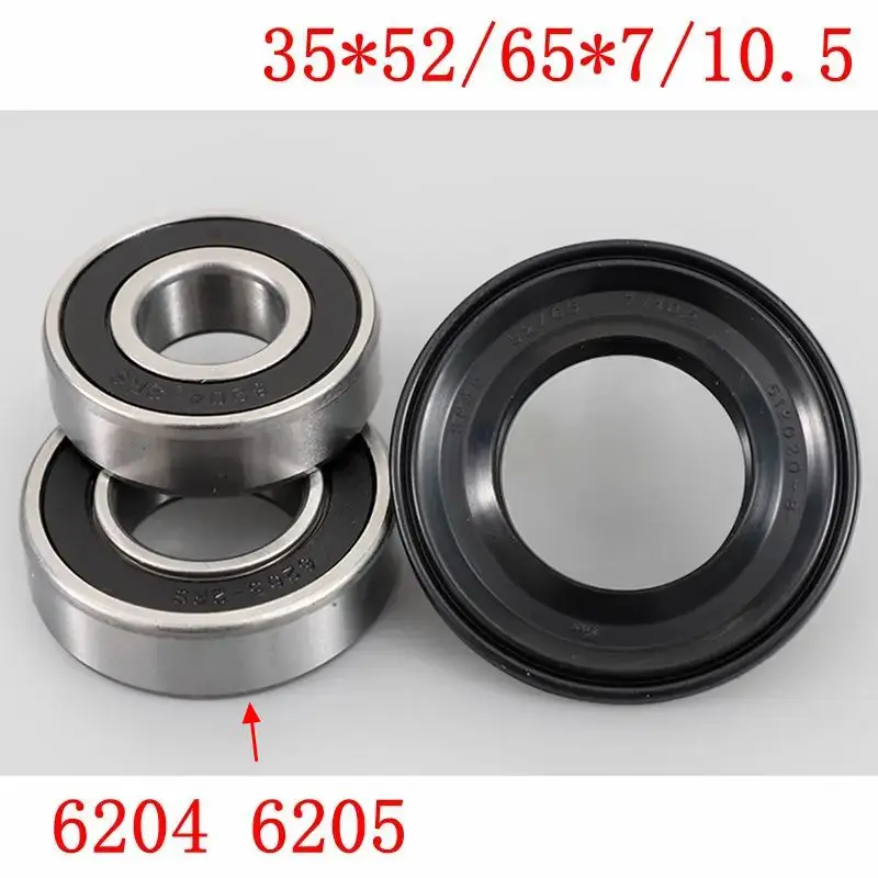 

For Haier drum washing machine Water seal（35*52/65*7/10.5）+bearings 2 PCS（6204 6205）Oil seal Sealing ring parts